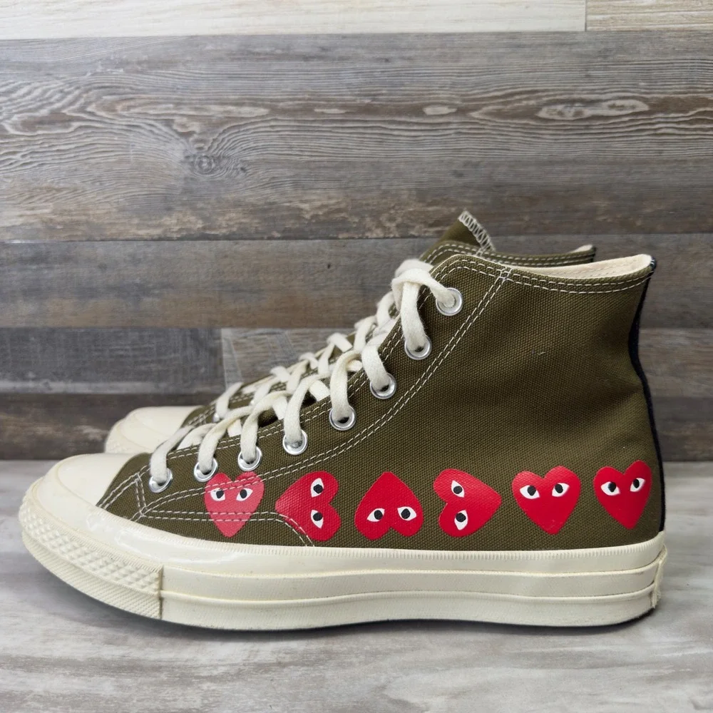 Converse Comme des Garcons PLAY Chuck 70 High Top Olive Green Size Mens 8 W 10 - Picture 3 of 11